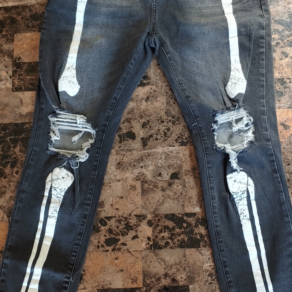 DXPE Skeleton Skinny Jeans